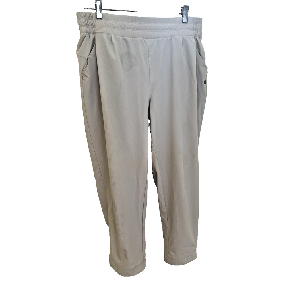 Apana woman’s Tan size L track pants wide elastic waist drawstring .